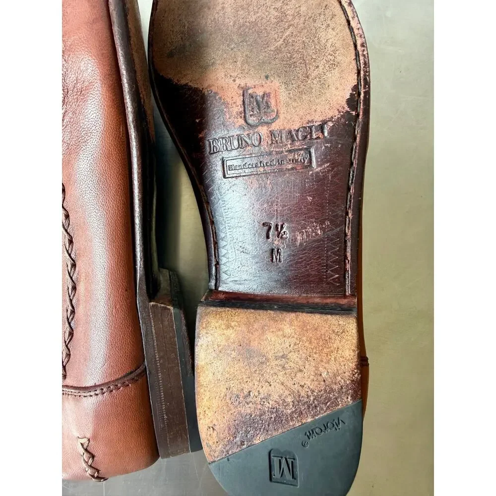 Bruno Magli Vintage Italian Leather Tassel Loafers Men Size 7.5 M